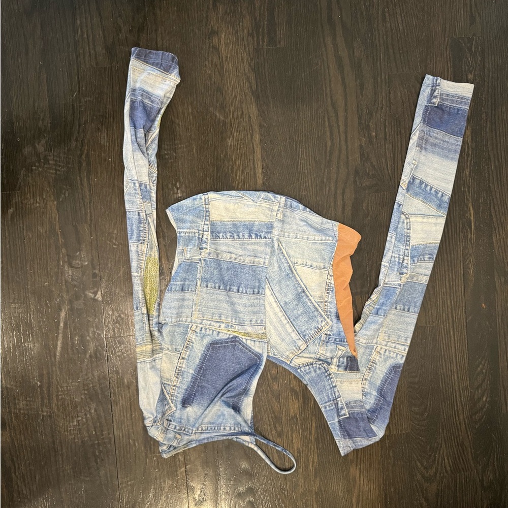 Patchwork Denim Long Sleeve Top - image 3